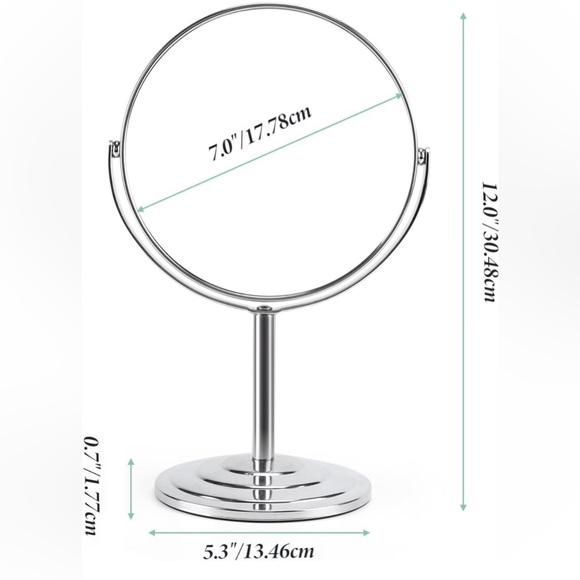 Magnifying Vanity Makeup Mirror 7 Inch, 360°Rotation Double Sided Magnify 1X, 3X - Picture 2 of 5